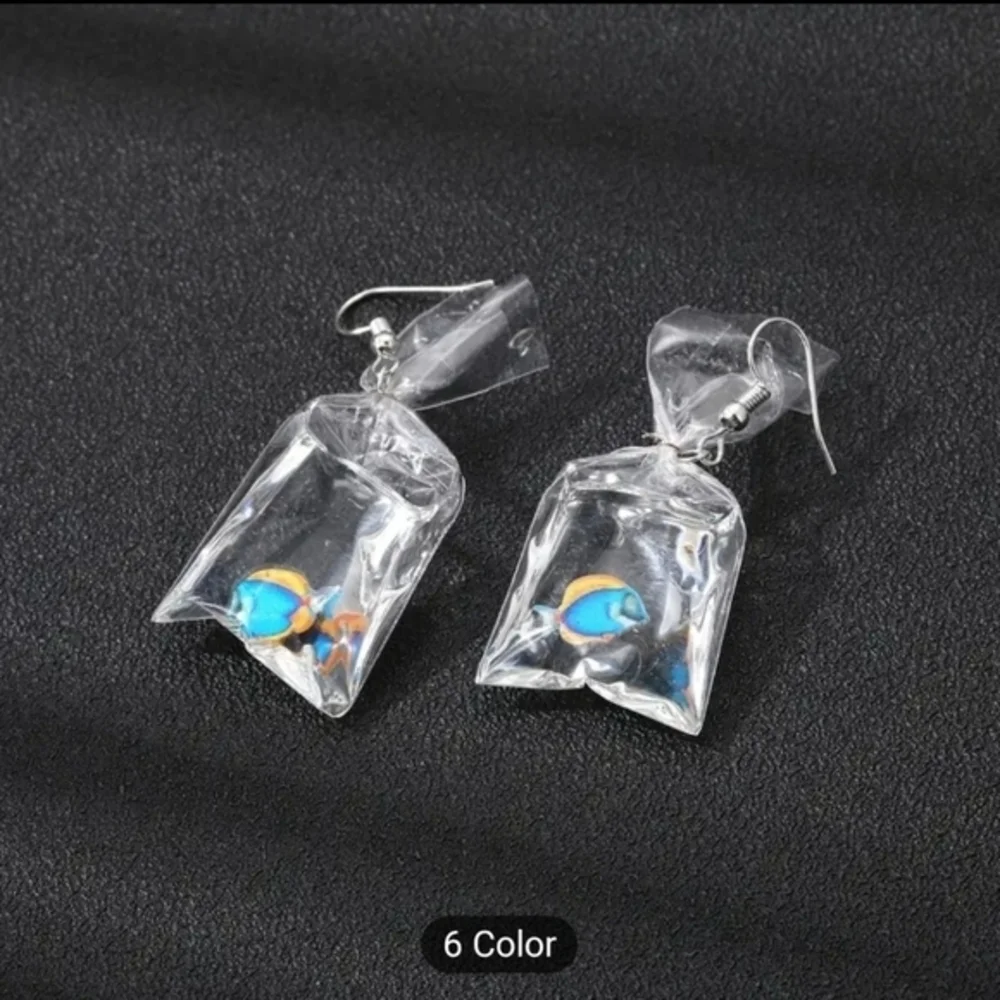 Creative Gold Fish‎ Water Bag Drop Earrings